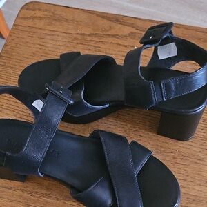 Black Leather Women's Sandals